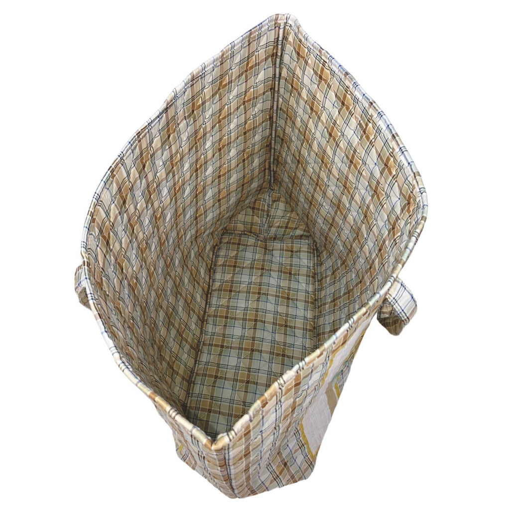 Sunflower Bouquet Plaid Quilted Tote Bag