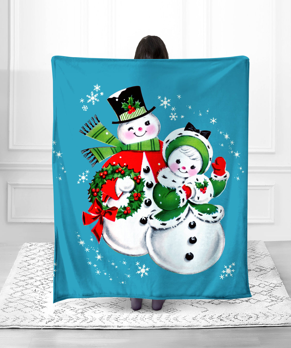 Snowman Friends Faux Fur Plush Throw Blanket