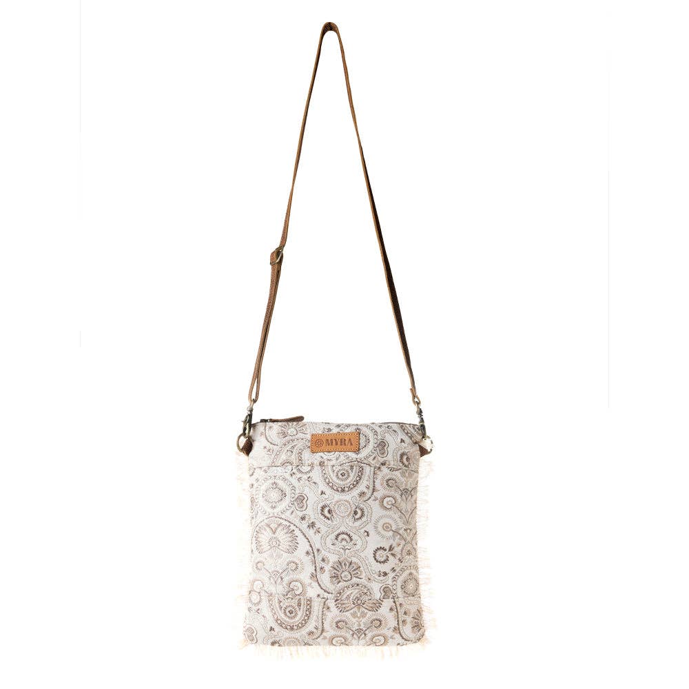Loom Tapestry Upcycled Canvas Crossbody Bag in Sage