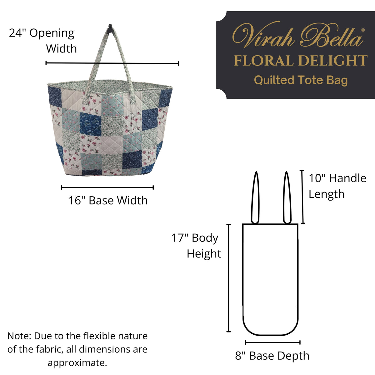 Floral Delight Designer Quilted Tote Bag