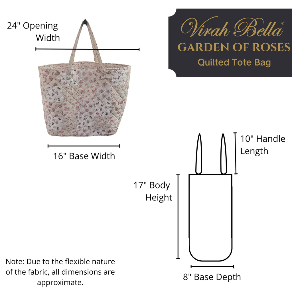 Garden of Roses Designer Quilted Tote Bag