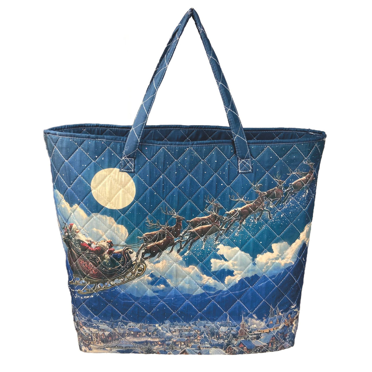 Santa's Sleigh Quilted Tote Bag