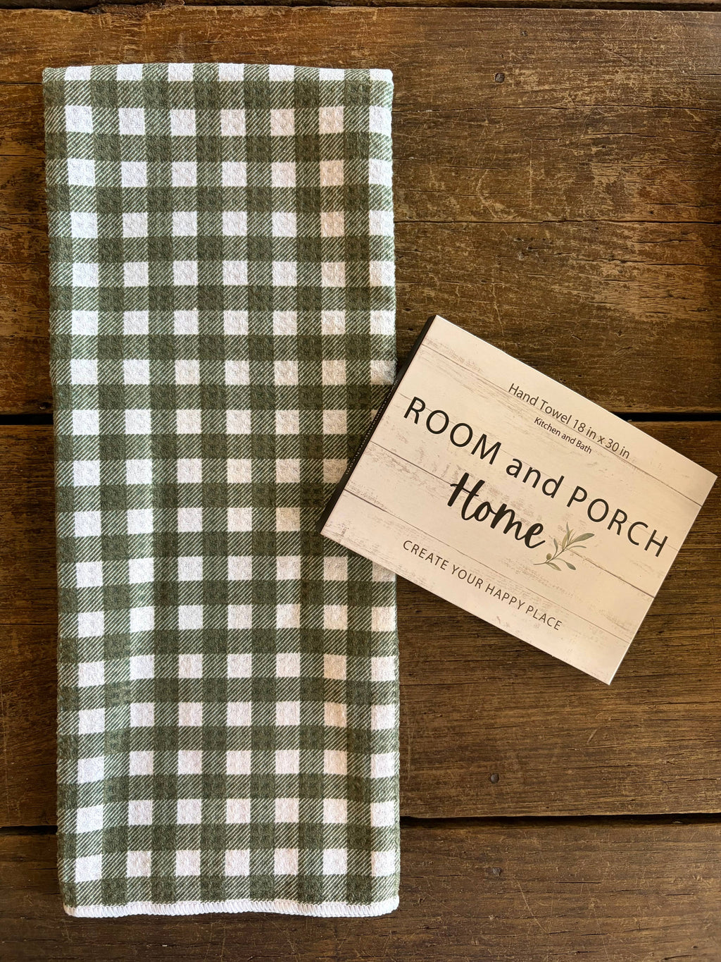 Meadow Olive Gingham Double-Sided Tea Towel - Recycled Microfiber