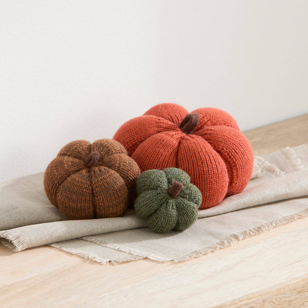 Artisan Handcrafted Cozy Pumpkins—Variegated Knit Yarn Colors