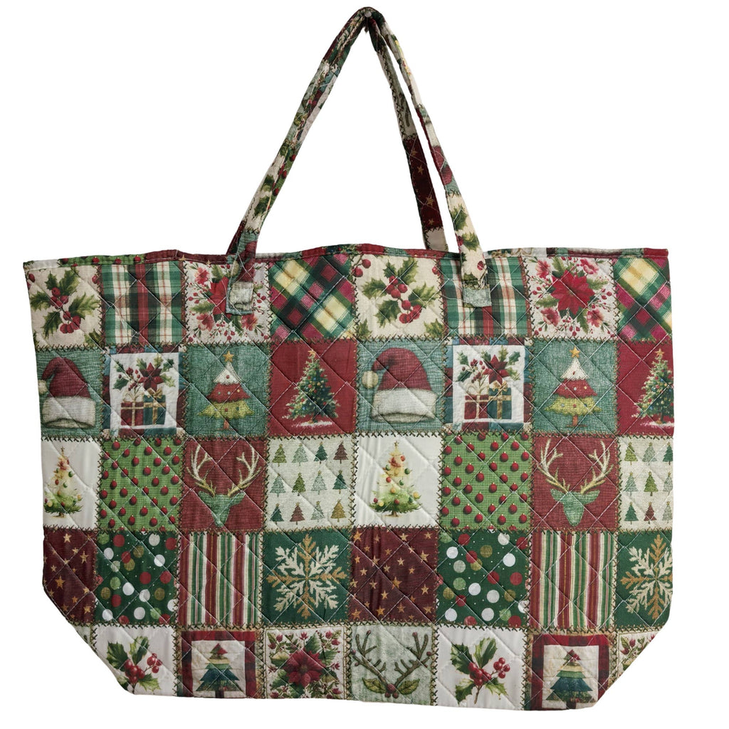 Christmas Patchwork Quilted Tote Bag