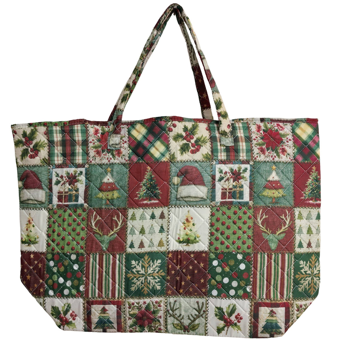 Christmas Patchwork Quilted Tote Bag