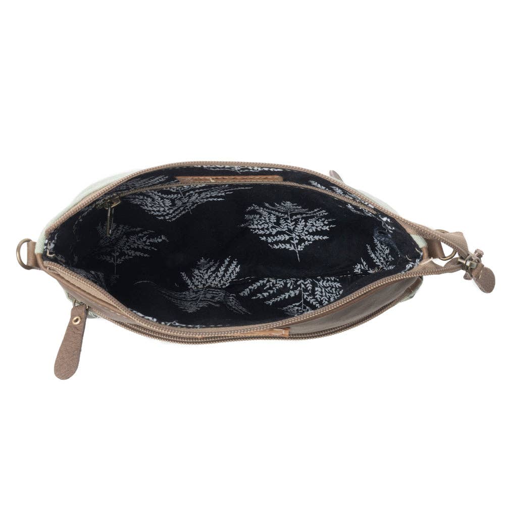 Wildprint Trail Upcycled Canvas Crossbody Bag - Sage