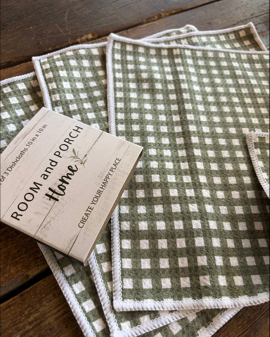 Meadow Gingham Double-Sided Dishcloth Set