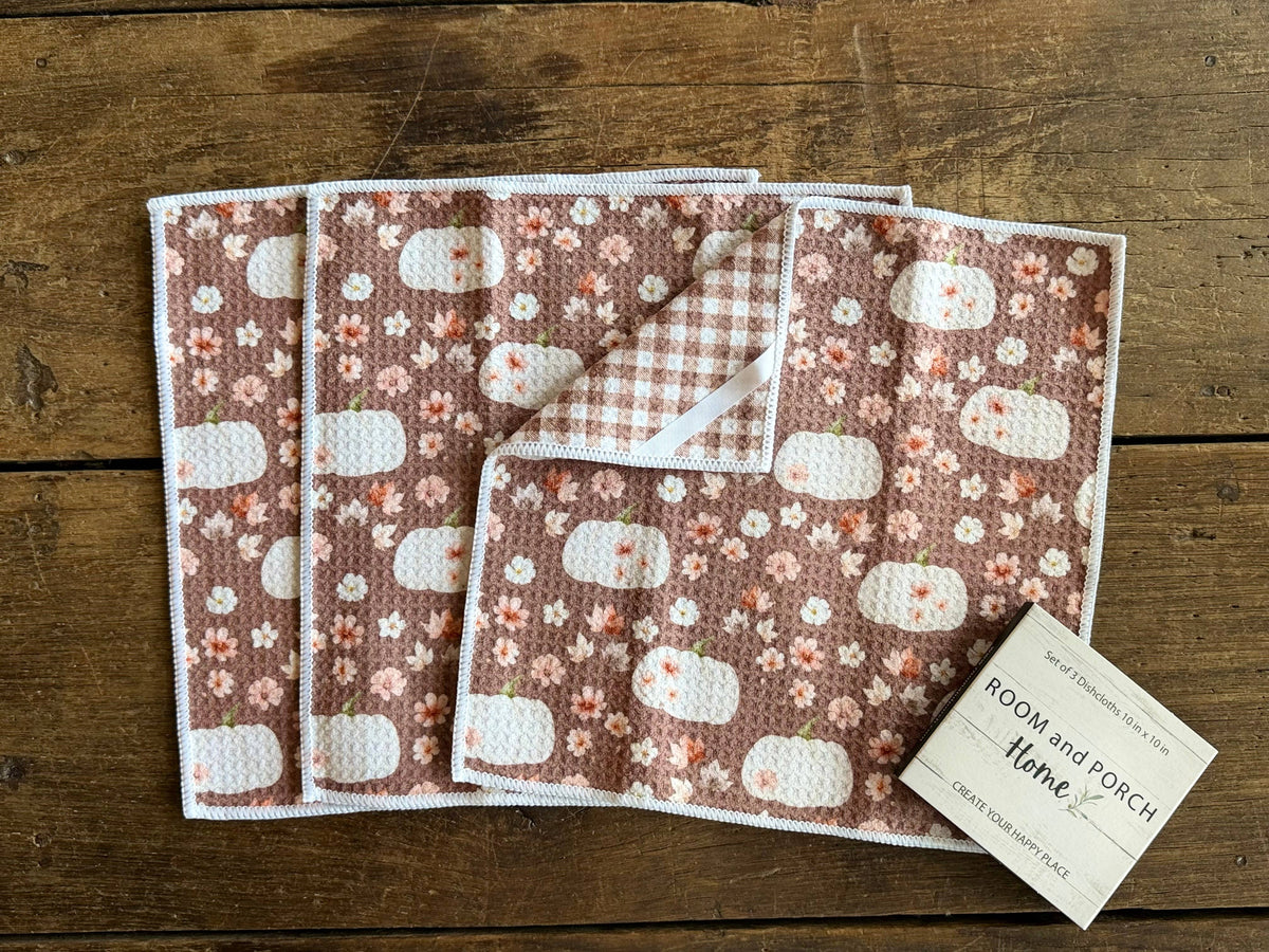 Prairie Pumpkins Double-Sided Dishcloth Set