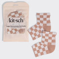 Large Moisturizing Heel Socks - Terracotta Checker