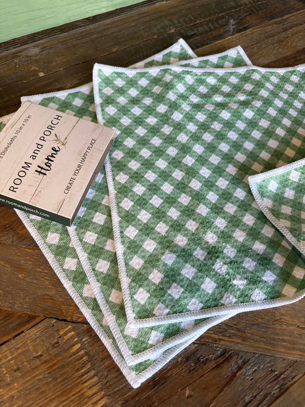 Chevron Gingham Double-Sided Dishcloth Set