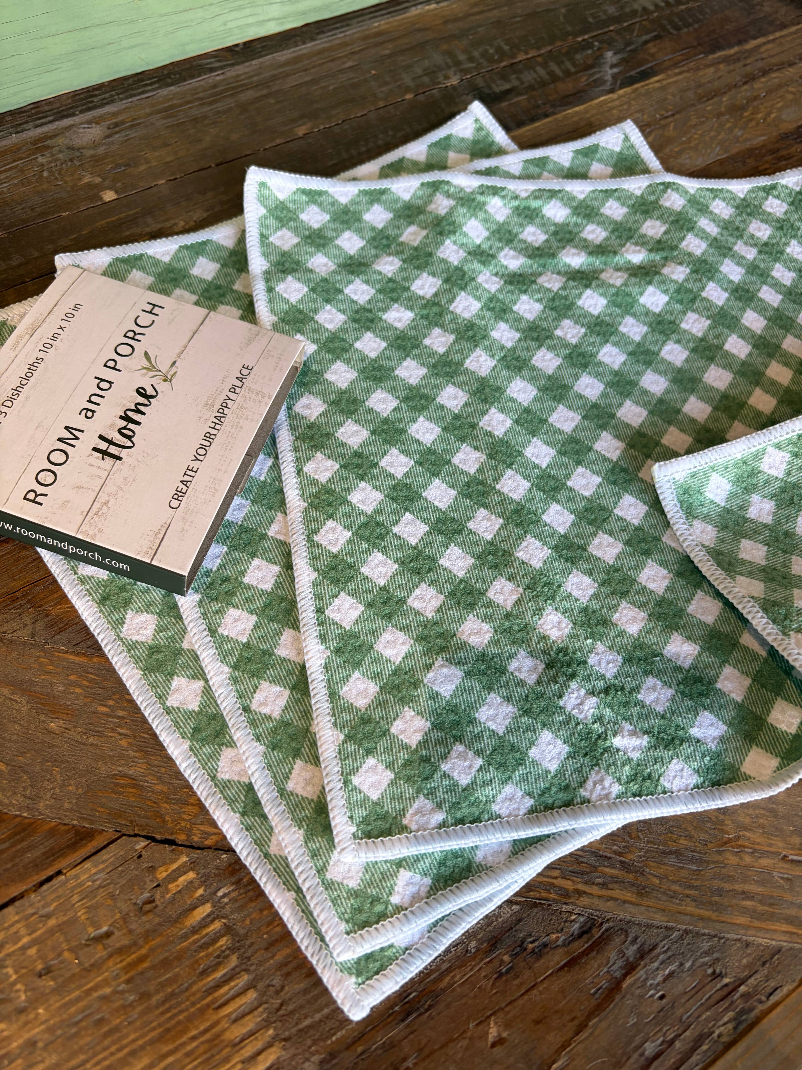 Chevron Gingham Double-Sided Dishcloth Set