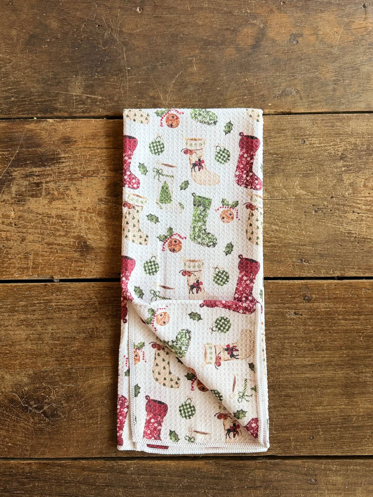 Heirloom Stockings Double-Sided Tea Towel