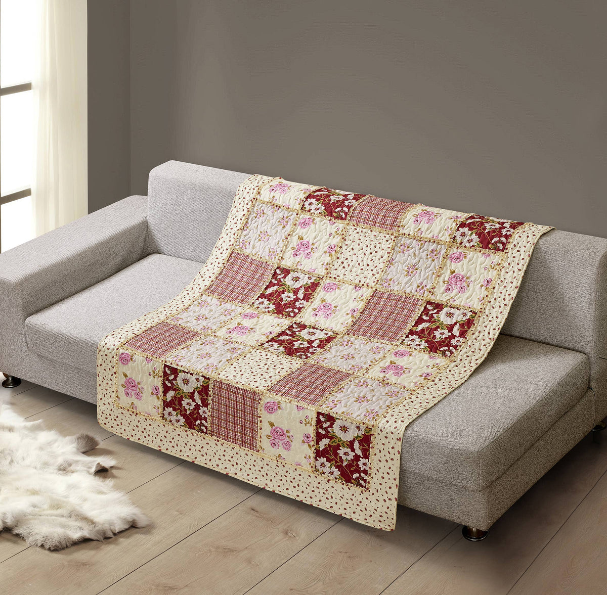 Kensington Floral Quilted Throw Blanket