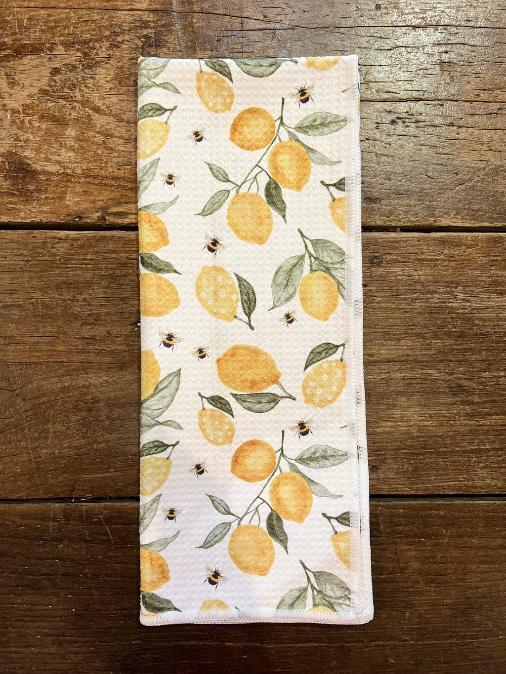 Lemon & Bees Double-Sided Tea Towel - Recycled Microfiber