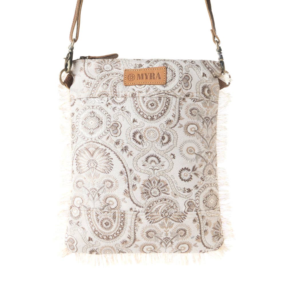 Loom Tapestry Upcycled Canvas Crossbody Bag in Sage