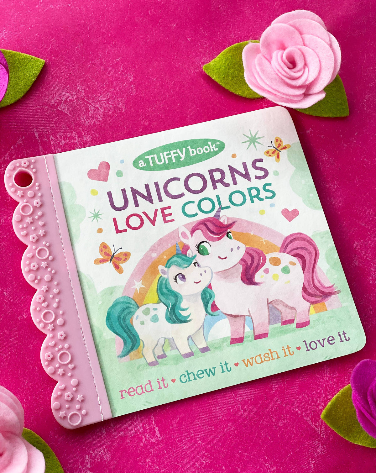 Unicorns Love Colors Tuffy Teether Book