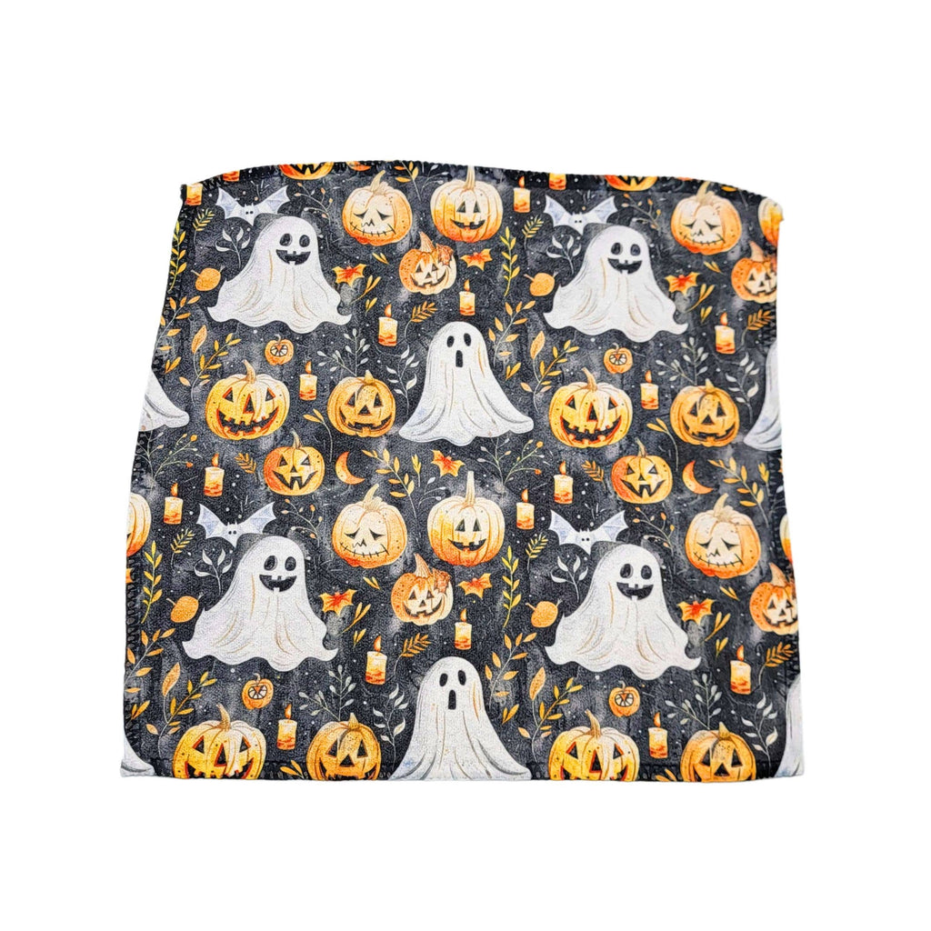 Halloween Pumpkins and Ghost Dishcloth