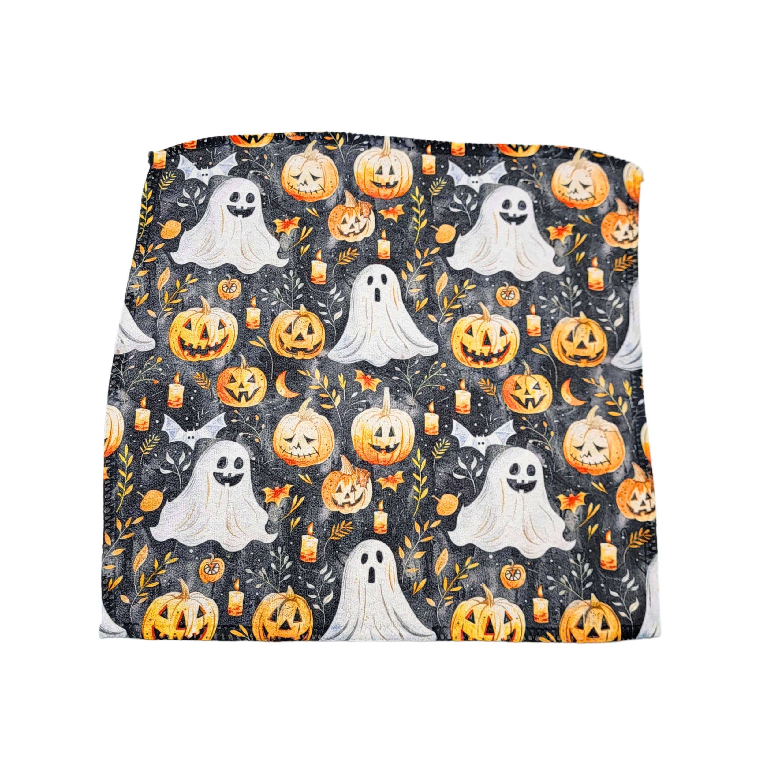 Halloween Pumpkins and Ghost Dishcloth