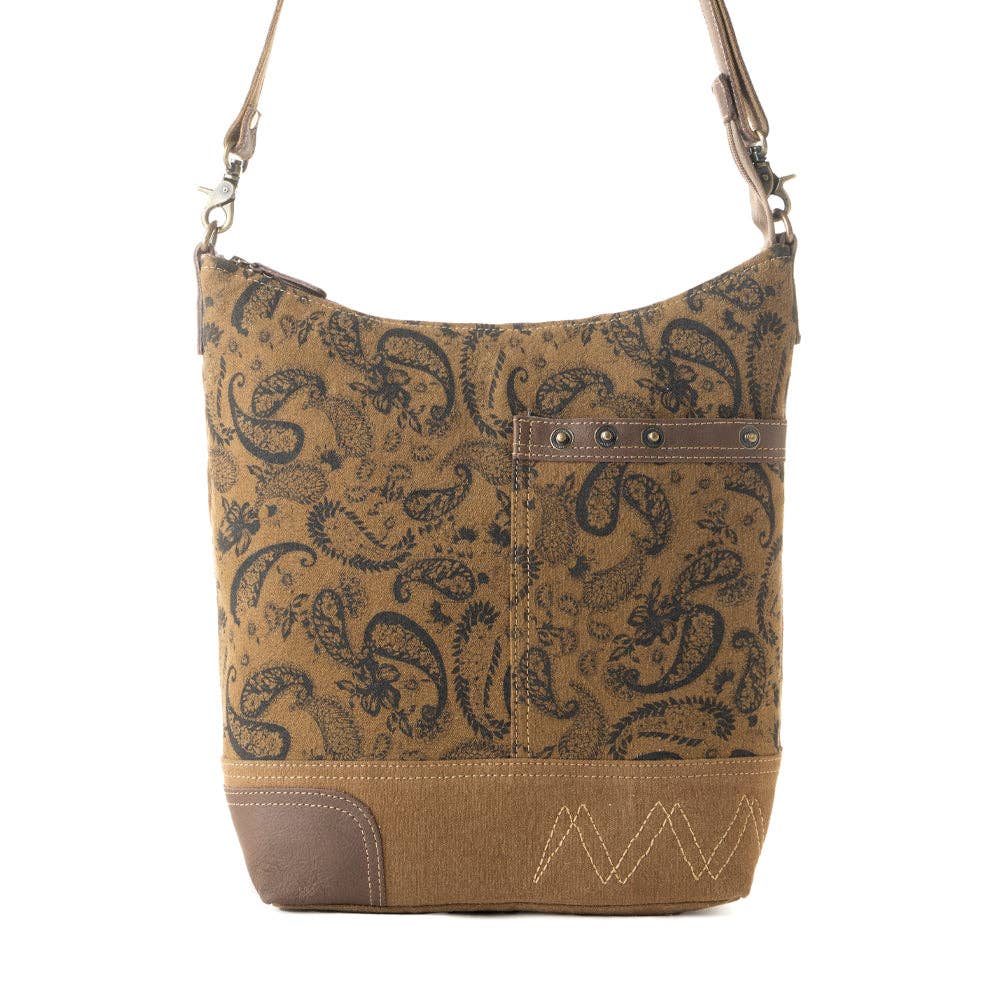 Wild Paisley Upcycled Canvas Bag - Olive