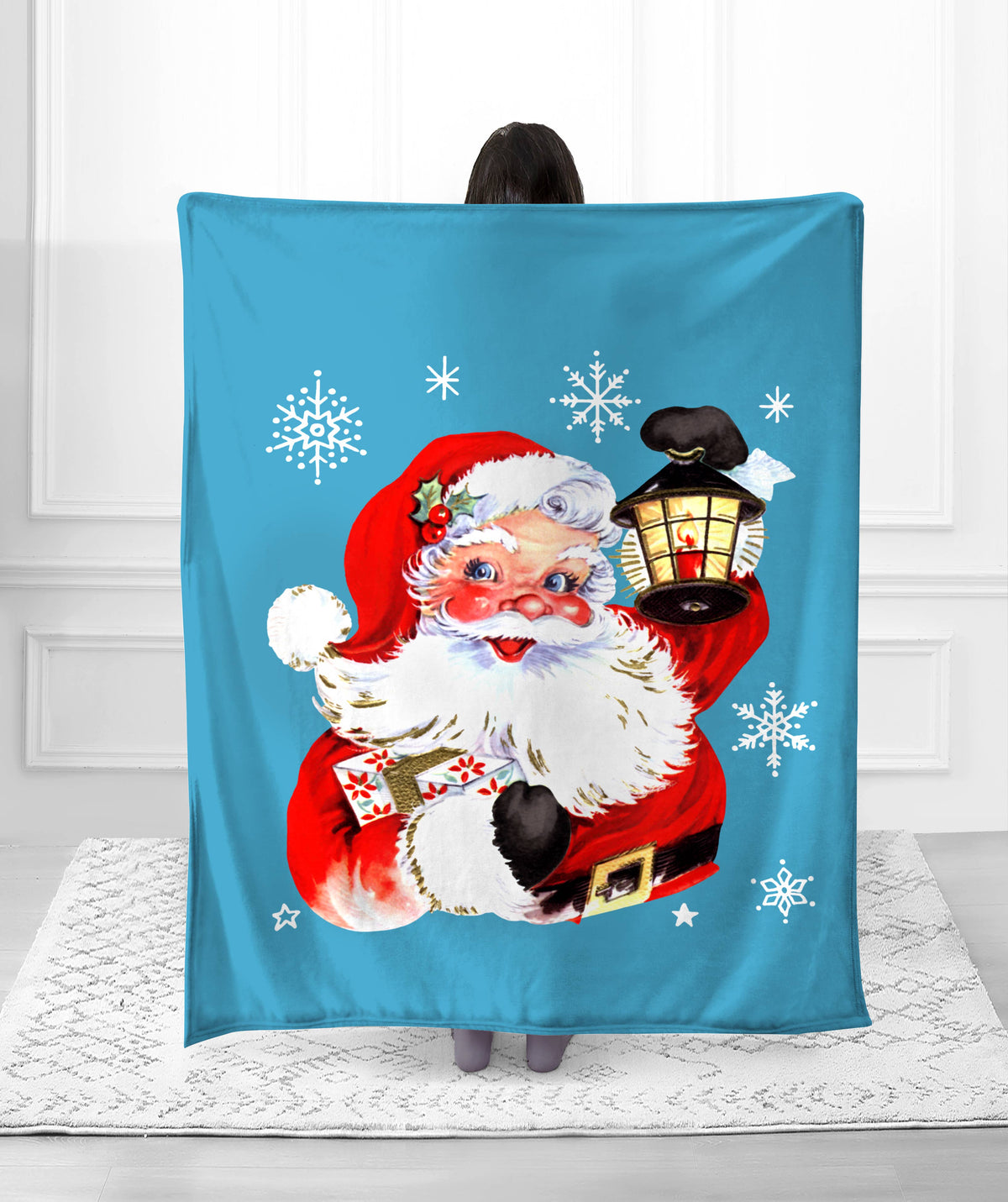 Hello Santa Faux Fur Plush Throw Blanket