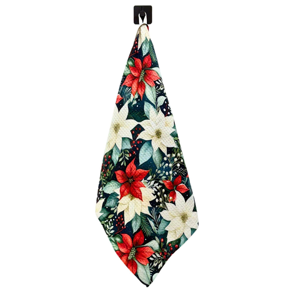 Poinsettia Christmas Garland Tea Towel