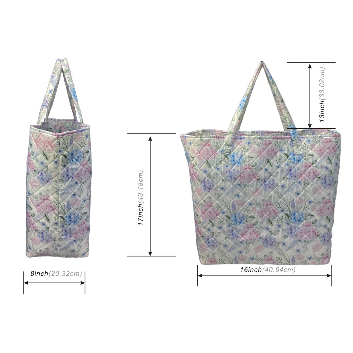 Royal Hydrangea Designer Quilted Tote Bag