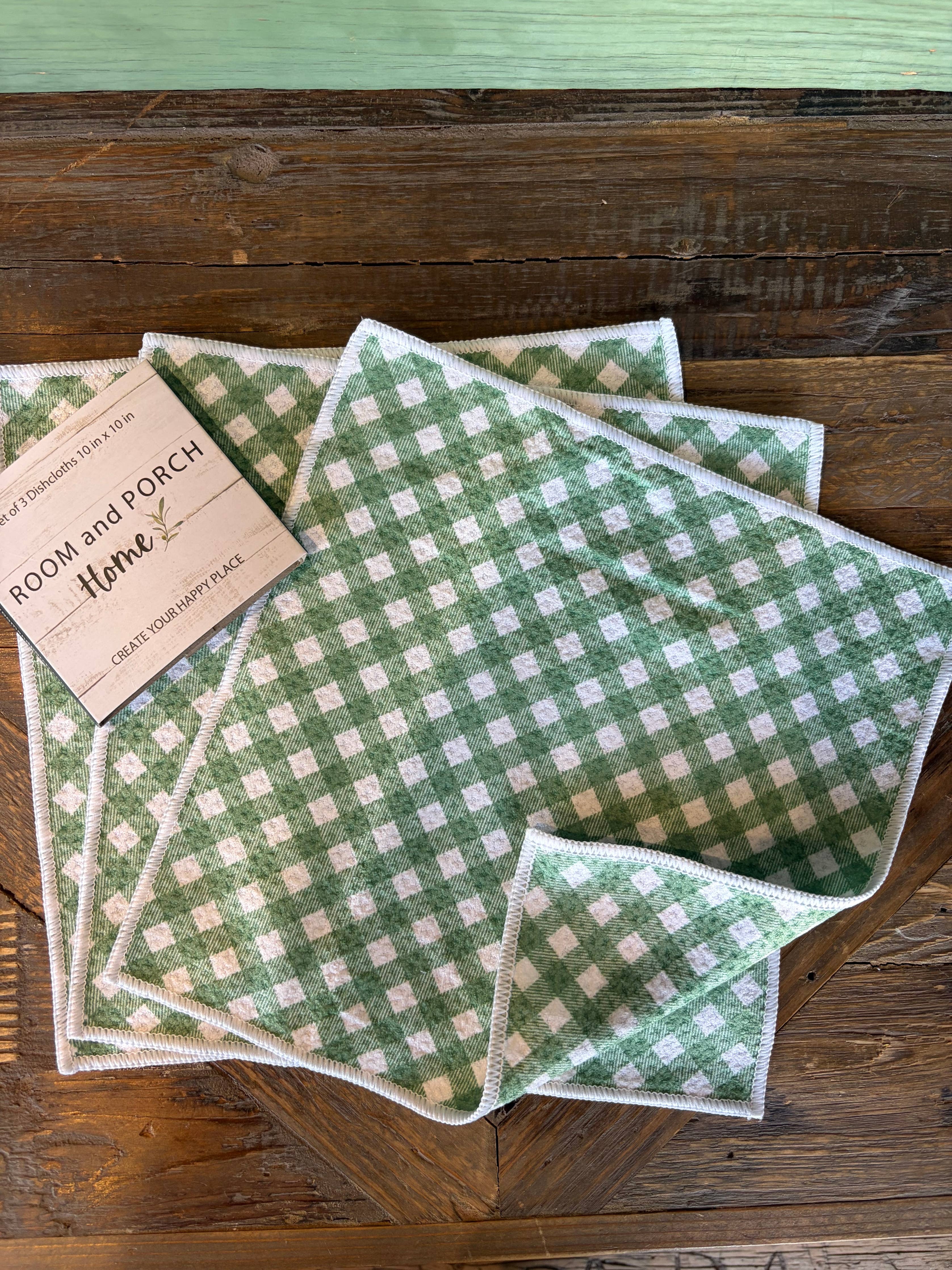Chevron Gingham Double-Sided Dishcloth Set