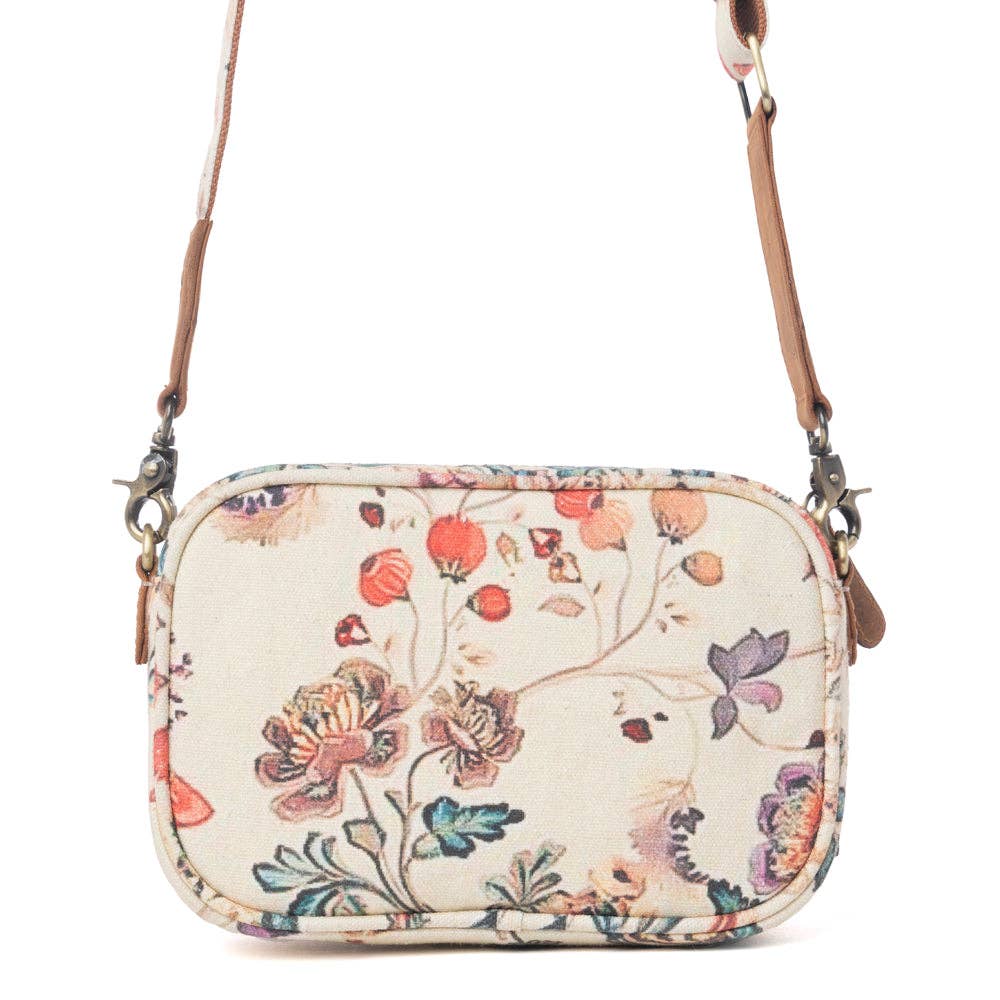 Meadow Song Cotton & Leather Crossbody Bag in Primrose Yellow