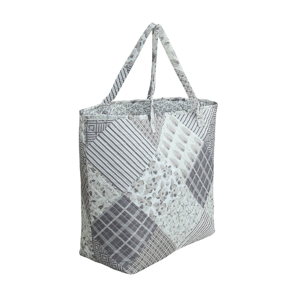 Grey Patchwork Designer Quilted Tote Bag
