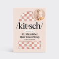 Extra Large Quick-Dry Hair Towel Wrap- Terracotta Checker