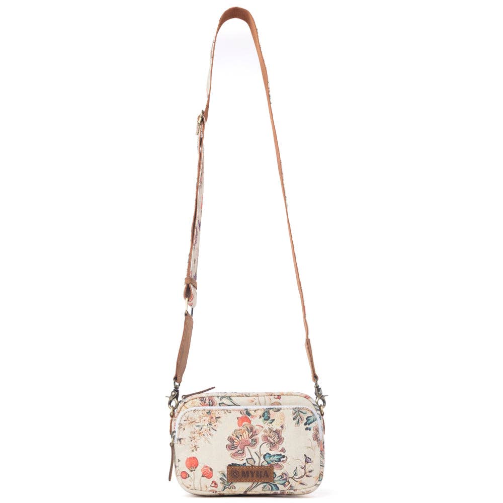 Meadow Song Cotton & Leather Crossbody Bag in Primrose Yellow