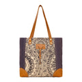 Abstract Key Tote Bag - Charcoal with Lace Print