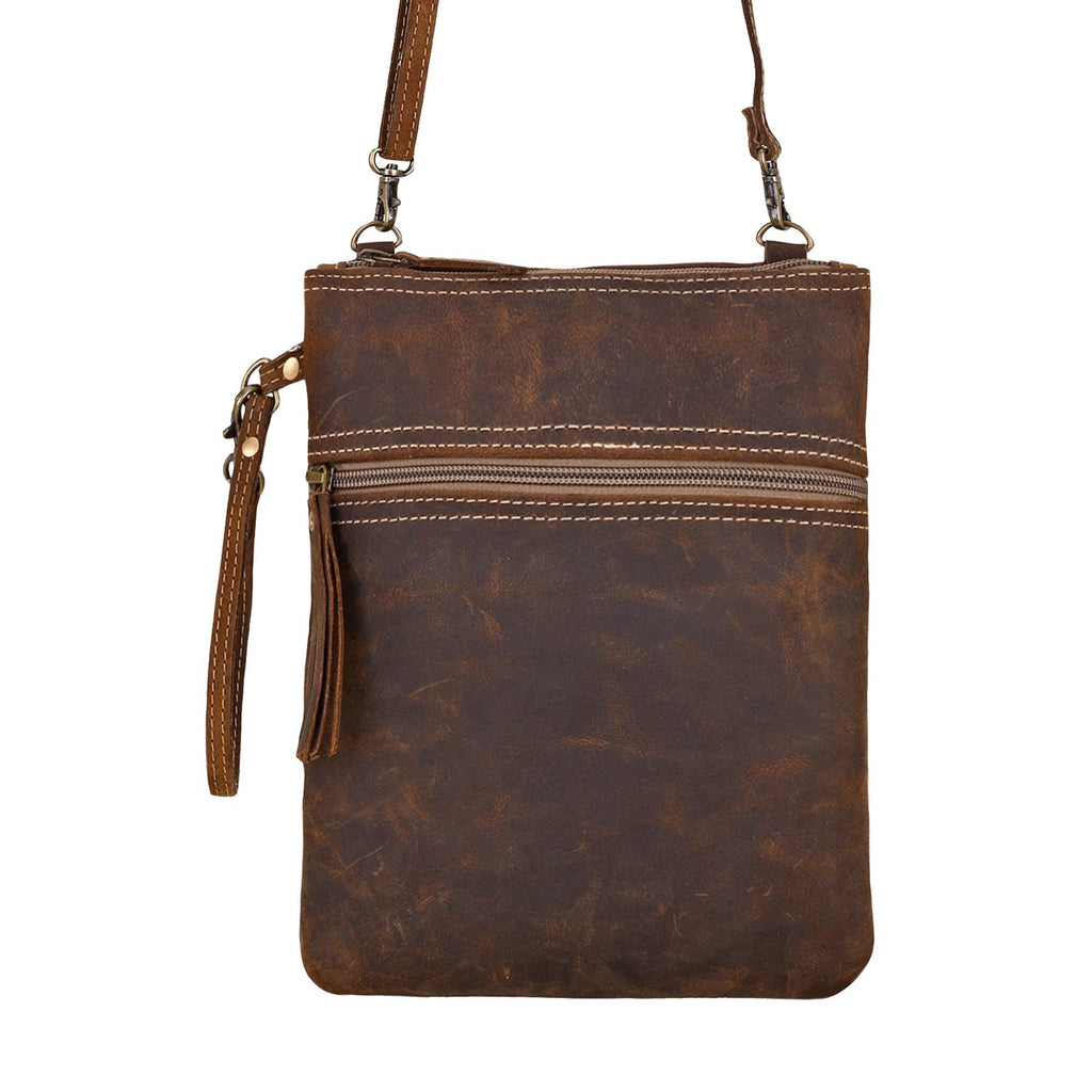 Bursage Crossbody Bag - Brown with Leather Tassel