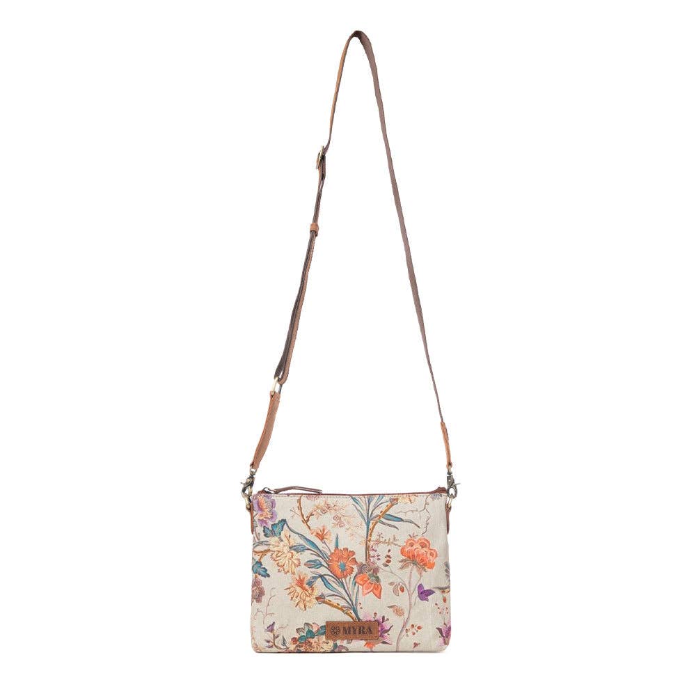 Wildflower Trail Cotton & Leather Crossbody Bag in Sunlit Bloom