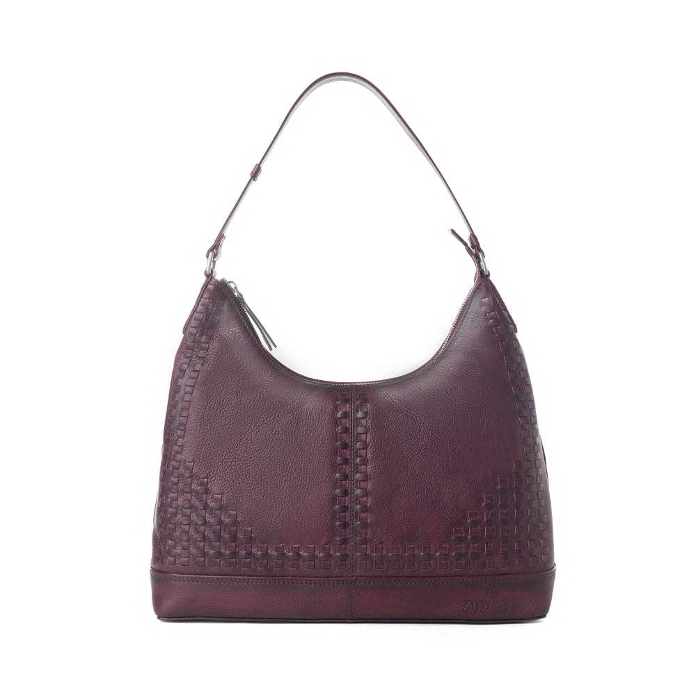 Zidana Marlowe Dusk Veg Tanned Leather Bag in Deep Plum
