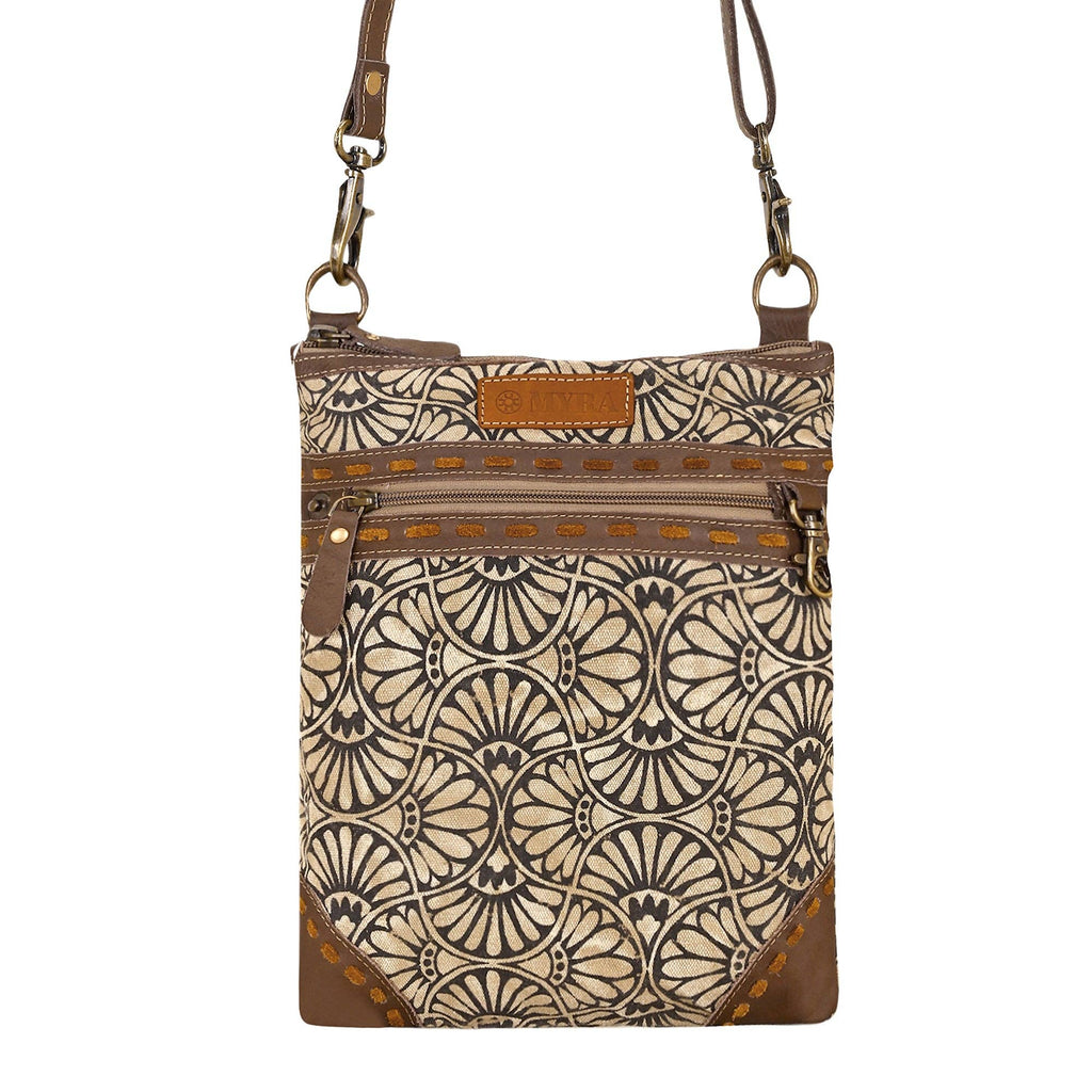 Caprock Small Crossbody Bag - Buckstitch Trim in Cream