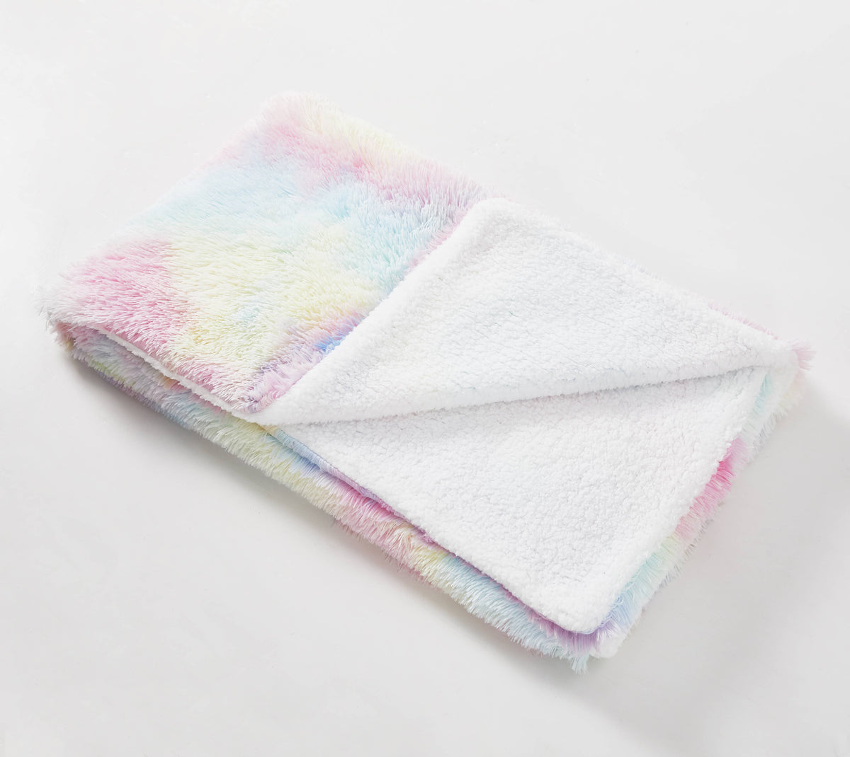 Rainbow Frost Faux Fur Plush Throw Blanket