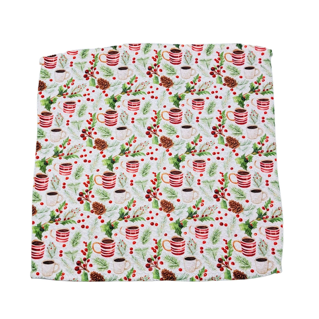 Coffee and Mistletoe Christmas Dishcloth