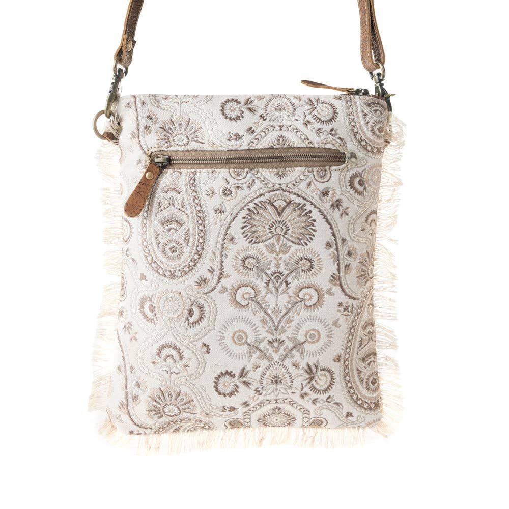 Loom Tapestry Upcycled Canvas Crossbody Bag in Sage