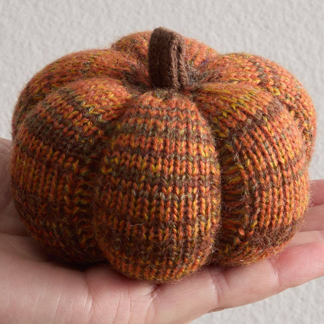 Artisan Handcrafted Cozy Pumpkins—Variegated Knit Yarn Colors