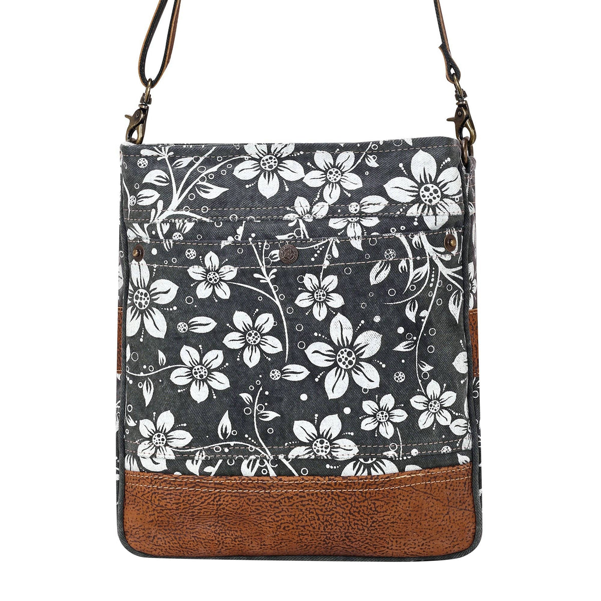 Blossom Print Shoulder Bag in Grey