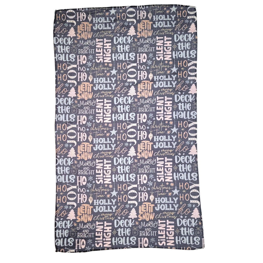 Christmas Carol Collage Holiday Tea Towel