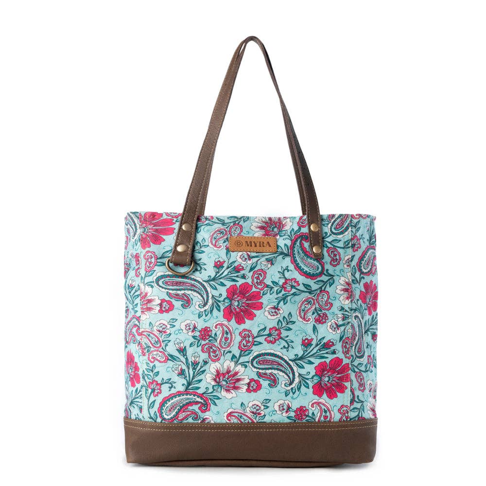 Pink Paisley Upcycled Canvas Tote Bag - Pink
