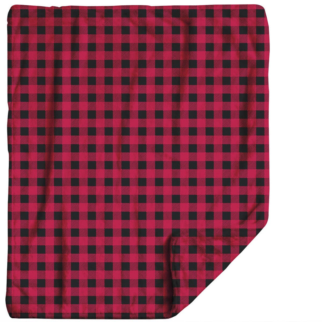 Red & Black Plaid Plush Travel Throw Blanket & Matching Case