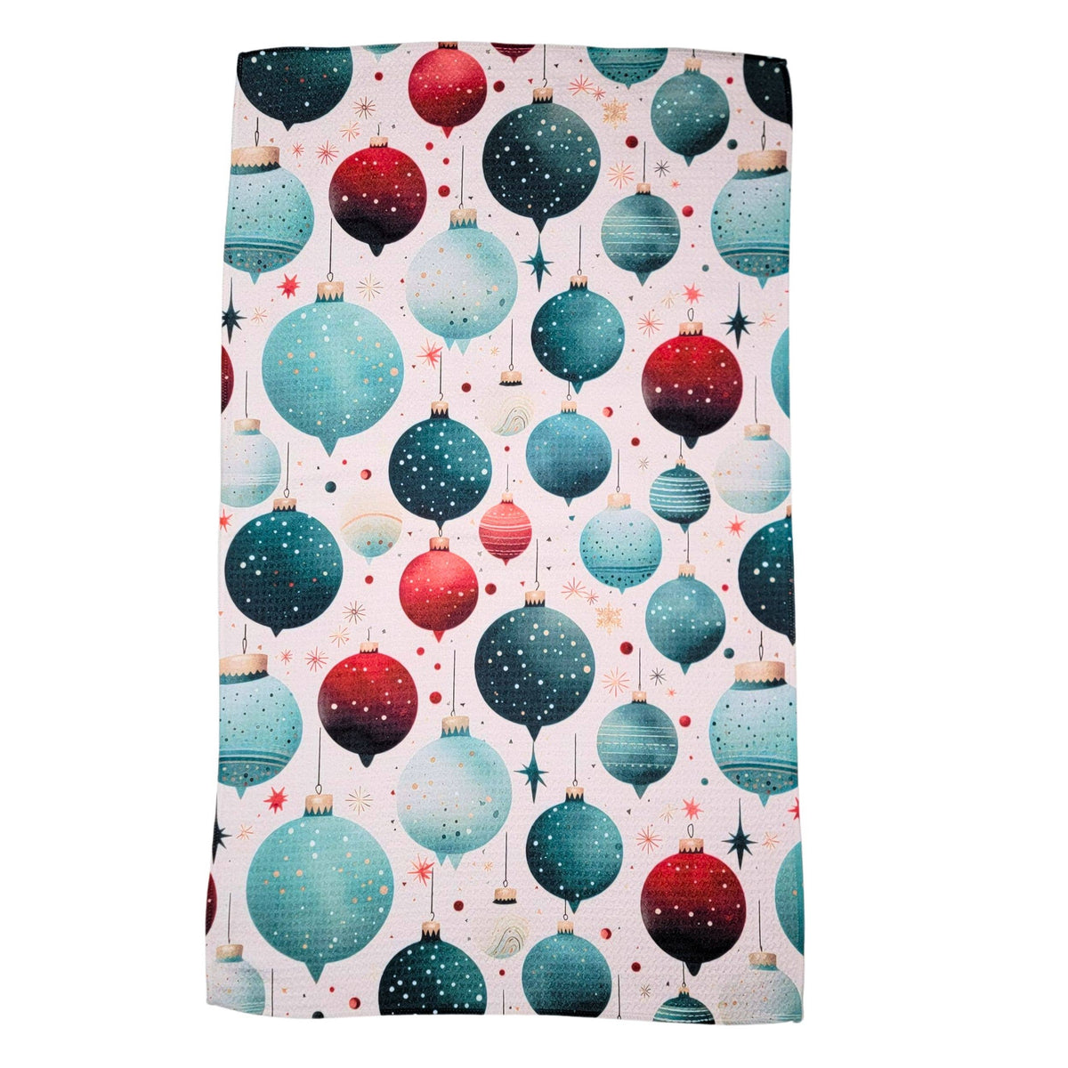 Holiday Ornament Pattern Tea Towel