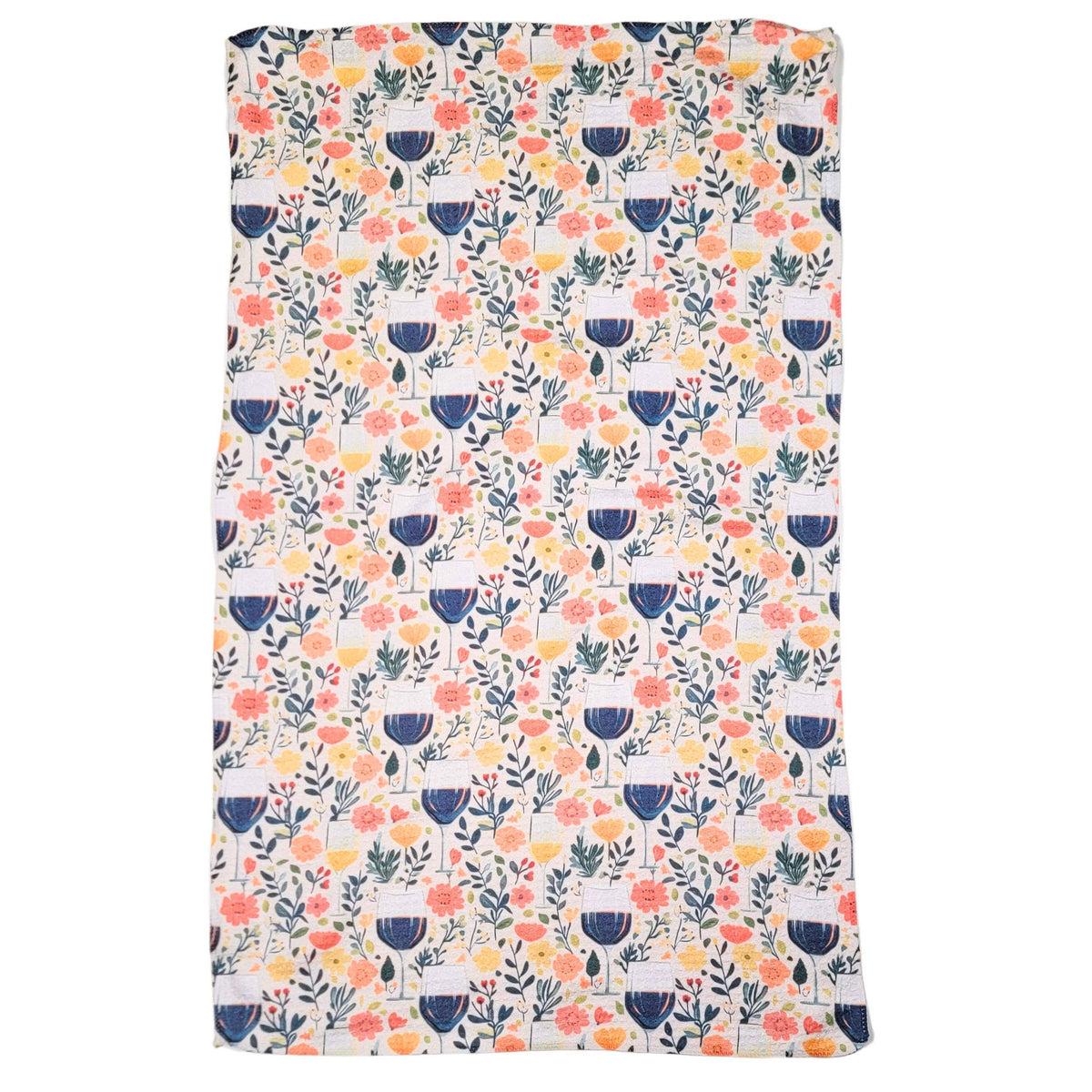 Wine & Flowers Tea Towel
