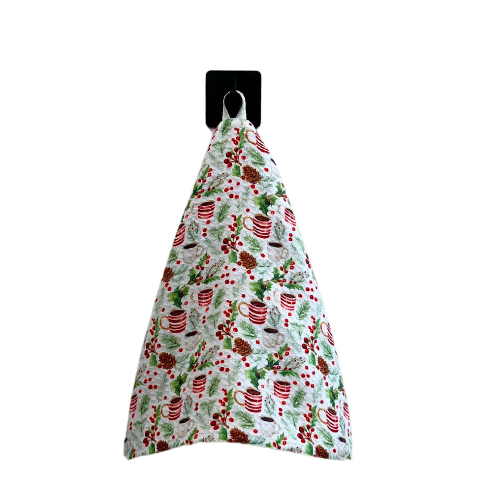 Coffee and Mistletoe Christmas Dishcloth